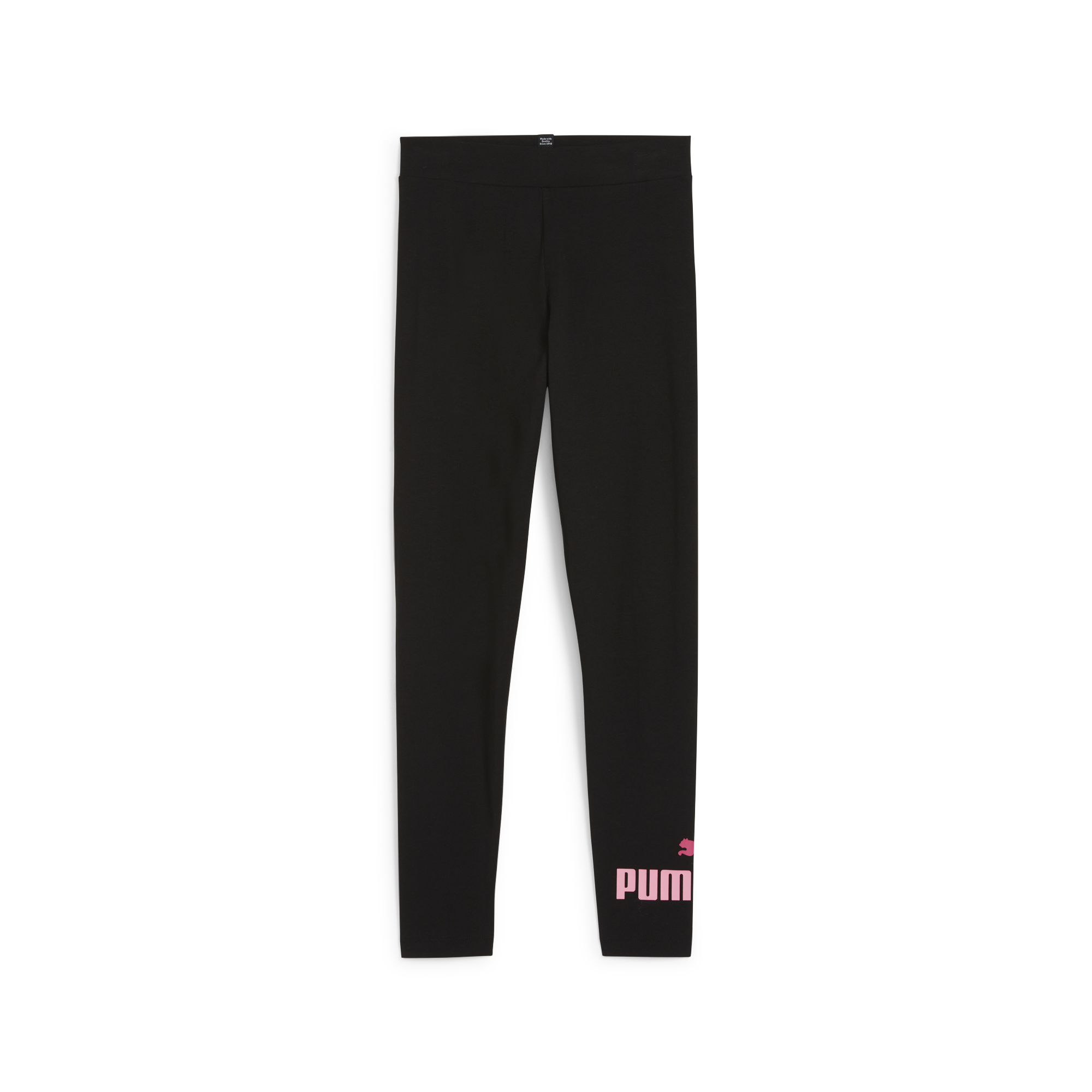 Leggings neri da bambina con logo fucsia Puma Essentials, Abbigliamento Sport, SKU a753000034, Immagine 0